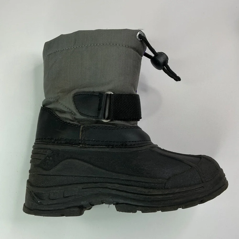 Black Gray Purple Snow Boots Kids Size 10 Waterproof Winter B84143I